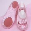 chaussure de ballet pour filles, pantoufles en satin à semelle souple pour enfants, chaussures de danse de yoga de couleur unie pour femmes