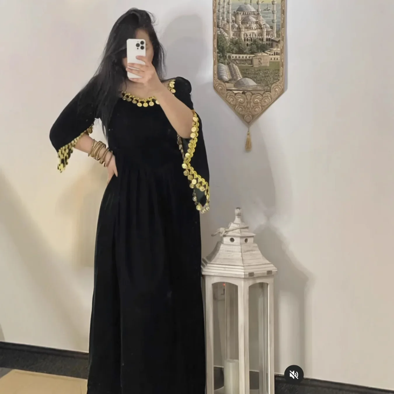 femmes abaya robe moyen orient sexy lâche or glands taille haute longue robe maxi