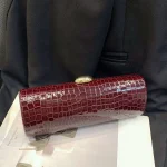 Sac à main en cuir PU crocodile pour femme, pochette de soirée de Rh, sac à bandoulière de luxe, boîte bordeaux, sac initié par le jour, mode