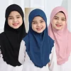 Foulard musulman pour grandes filles, hijab uni, écharpe de sauna islamique, chapeau Amira côtelé sur écharpe de sauna, belle écharpe pour fille de 10 ans