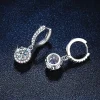 boucles d'oreilles rondes en argent sterling 925 pour femmes, 1 carat, moissanite, style de soirée de luxe