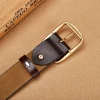 ceinture à boucle ardillon dorée ceinture décontractée unisexe ceinture en peau de vache ceinture durable en cuir véritable deuxième couche de peau de vache peut être porté avec des jeans