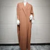 mode modeste kimono ouvert abayas pour femmes robe musulmane plissée long manteau vêtements d'extérieur islam cardigan dubaï caftan kebaya caftan nouveau
