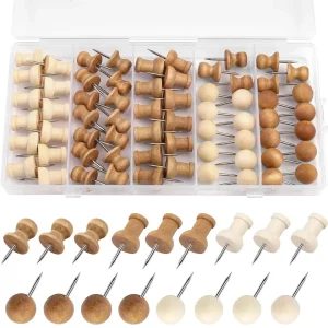 Zxiixz punaises, punaises, punaises décoratives pour planche de liège punaises en bois pour tentures murales, tableaux d&rsquo;affichage