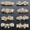 Pince à cheveux coréenne en strass brillant pour filles et femmes, mode douce et exquise, perle fleur, épingle à cheveux, griffe, accessoires pour cheveux