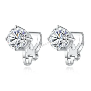 Bijoux fins VVS d couleur glacée 925 en argent Sterling diamant hommes Moissanite Clip sur boucles d&rsquo;oreilles bijoux Non percés femmes