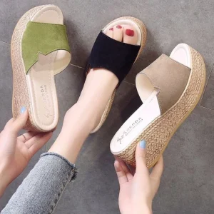 Sandales à plateforme pour femmes, mode coréenne, chaussures à talons hauts, Mules à fond épais, pantoufles d&rsquo;été décontractées pour femmes