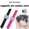 Coussin à épingles magnétique pour poignet, coussin à épingles magnétiques pour la couture, porte-épingle magnétique pour la couture du poignet en Silicone magnétique