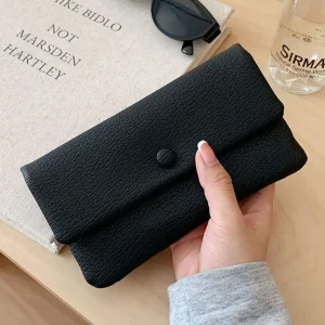 Portefeuilles d&rsquo;enveloppe en cuir PU élégants pour femmes, style coréen, pochette longue portable pour femmes, sac à monnaie multifonctionnel avec fermeture éclair