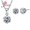 Ensemble de bijoux couleur argent 17 couleurs, boucles d&rsquo;oreilles + collier Diomand CZ de fiançailles classique, cadeau pour femmes