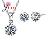 Ensemble de bijoux couleur argent 17 couleurs, boucles d&rsquo;oreilles + collier Diomand CZ de fiançailles classique, cadeau pour femmes