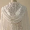 robes de mariée sirène vintage avec capuche, voile de mariée, une couche, longue, casquette, fibre à lacets, rond, personnalisé