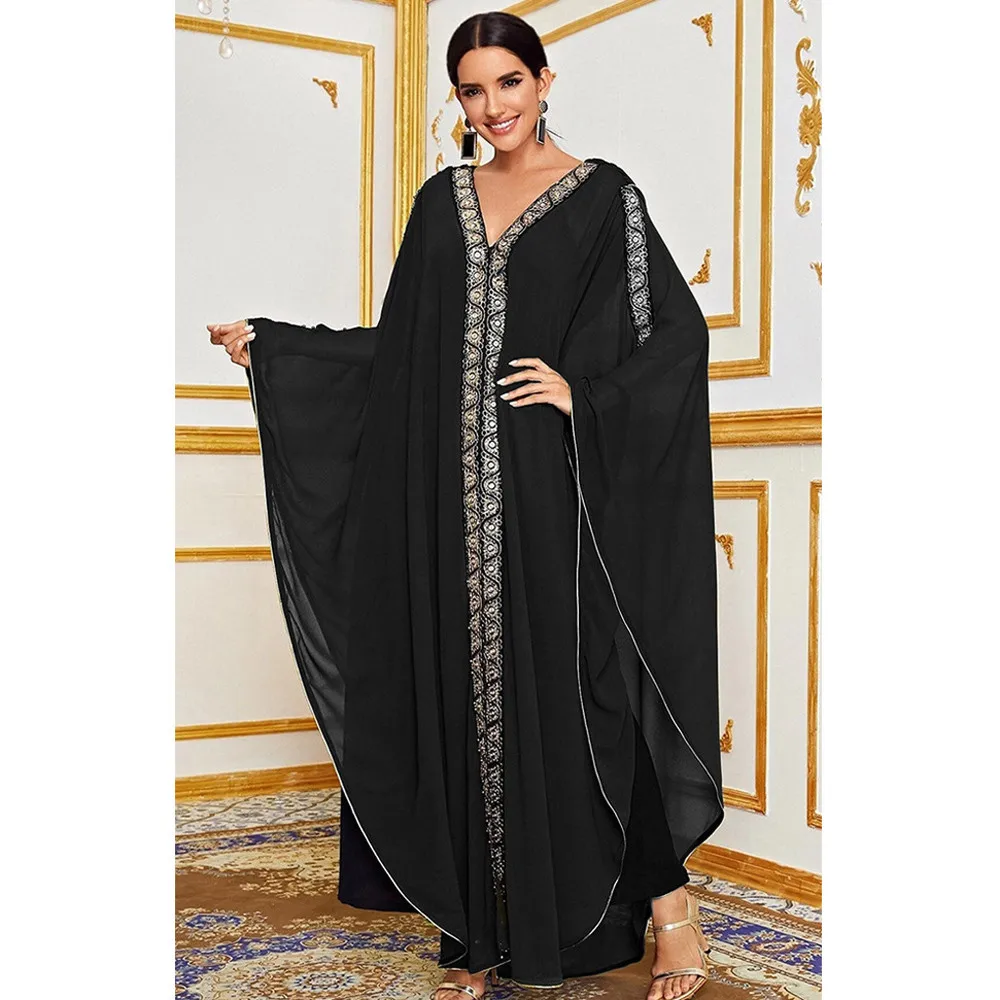 abaya marocain caftan dubaï robe maxi à capuche manches chauve souris farasha caftan femmes musulmanes africain ouvert kimono boubou robe longue de soirée