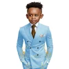ensemble veste et pantalon à double boutonnage pour garçons, smoking formel, blazer taille personnalisée pour enfants, style d'affaires, marron imbibé, mariage, 2 pièces