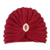 turban bohème en laine pour femme, casquettes hijab chaudes, optique douce, bijoux en diamant, chapeaux à la mode, hiver