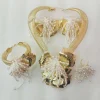 Ensemble de bijoux plaqué or pour femme, collier et boucles d&rsquo;oreilles, bracelet design perle, bague, cadeau de mariage, nouveau design africain de Dubaï, grand, 4 pièces