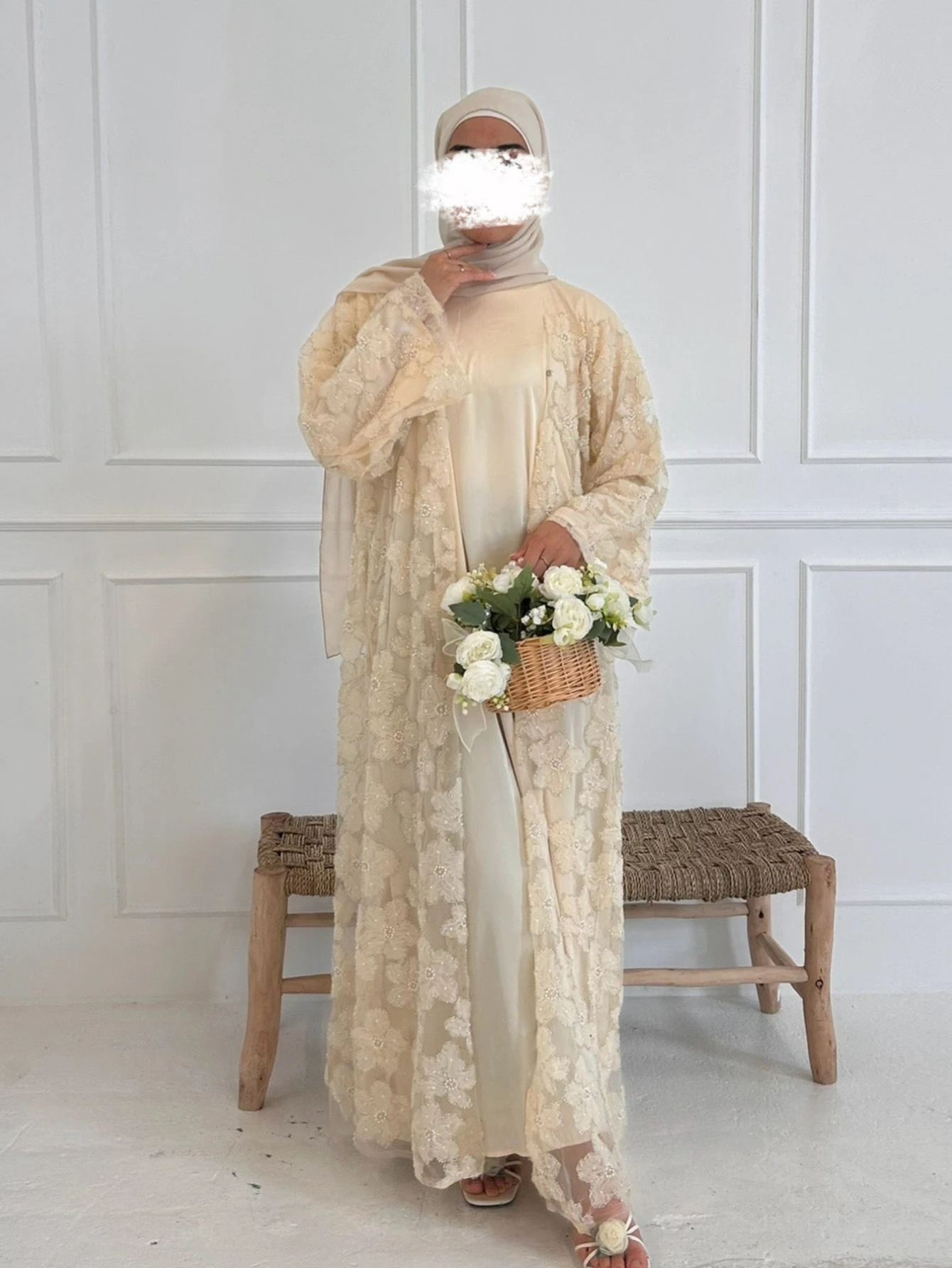 eid femmes abaya musulman cardigan robe perles fleur jalabiya ramadan robes largos islam arabe longue robe maroc caftan 2026