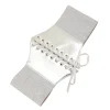 ceinture corset argentée y2k, sous le buste, large, push up, pour femmes, ceinture élastique pour robe b85d