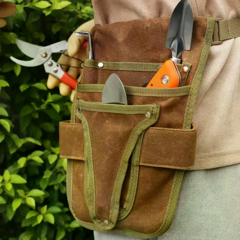 sac de ceinture multifonctionnel pour outils de jardinage, sac à outils en toile, portable, durable, unisexe, sac de taille pour outils de rangement multi poches