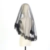 voiles de mariage pour mariée dentelle bord brodé tulle blanc noir voile pour halloween enterrement de vie de jeune fille accessoires de coiffure