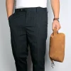 pochette vintage de luxe en cuir crazy horse, trousse de toilette, sac de rangement pour hommes, sac de maquillage, pochette à main en cuir pour femmes, sac de lavage