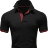 polo à manches courtes pour hommes, couleur unie, col t shirt, confortable, respirant, mode, ajustement basique pour le printemps/été