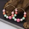 boucles d'oreilles pour femmes, accessoires, nouvelle mode, perles rondes, cœur d'amour, cerceau coloré, loisirs, fête, vacances, bijoux, 2025