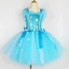 costume elsa à paillettes pour filles, déguisement de princesse pour halloween, noël, fête d'anniversaire, reine des neiges, robe tutu en tulle, robe de bal
