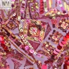 tissu en dentelle florale brodée à paillettes pour robe, style ethnique, multicolore, document illusoire, barre verticale, bricolage, grille de couture