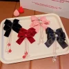 pince à cheveux en velours monochrome pour enfants, nœud de perle élégant, pince à cheveux pompon, épingles à cheveux princesse, accessoires de beauté, nouvelle mode