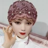 Chapeau à pampilles en tissu maille pour femmes, Hijabs de luxe, avec fil de diamant, chapeaux brodés, magnifique danse pour fête, fille de dubaï