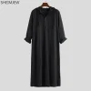 robe longue à capuche de style arabe pour hommes, vêtements musulmans, abaya turque, mode islamique, document solide, robe de ramadan simple, 2024