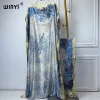 winyi robe caftan à manches longues et col rond pour femmes, abaya dubaï, robe maxi élégante, vêtements de luxe, imprimé bohème africain