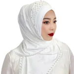 Châle enveloppement cou perlé musulman Hijab couverture complète élastique turc tête enveloppement écharpe doux voile Turban casquette filles