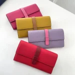 Portefeuille long en cuir véritable pour femme, porte-cartes féminin, pochette classique pour femme, porte-monnaie design, luxe et à la mode