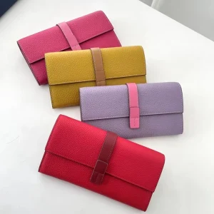 Portefeuille long en cuir véritable pour femme, porte-cartes féminin, pochette classique pour femme, porte-monnaie design, luxe et à la mode