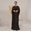 abaya – robe longue musulmane unie pour femmes, ramadan eid, velours, satin, manches ballon, robes africaines islamiques, dubaï, turc, caftan modeste