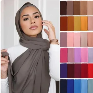 Foulard Hijab en mousseline de soie à bulles de couleur unie, châle enveloppant pour femmes musulmanes, léger et Long, pour mariage, voile Foulard Hijab en mousseline de soie à bulles de couleur unie, châle enveloppant pour femmes musulmanes, léger et Long, pour mariage, voile