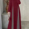 hijabs modeste femmes robes longues zanzea élégant col rond manches longues contraste couleur patchwork abaya robes musulman robe maxi ample