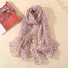 foulard en mousseline de soie imprimé léopard, châle hijab musulman léger, enveloppe de tête fine à la mode pour femmes, écharpe élégante à col carré