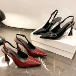 Noir pointu Sandalias De Mujer peu profond confortable en cuir verni chaussures De mode femme français Sexy talons hauts chaussures De créateur