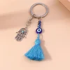 amolette turc evil eye tassels keychain, blue eye key ring, fatima hand, pmotfor handbag, jewelry accessrespiration