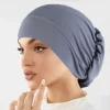 mode musulmane femmes hijabs doux extensible couleur unie turban chapeau cancer chimio bonnets casquettes chapeaux bandeau cheveux accessoires