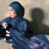 Écharpe Hijab légère et soyeuse pour femmes musulmanes, châle uni, bandeau, Turban islamique, châle plissé brillant Écharpe Hijab légère et soyeuse pour femmes musulmanes, châle uni, bandeau, Turban islamique, châle plissé brillant
