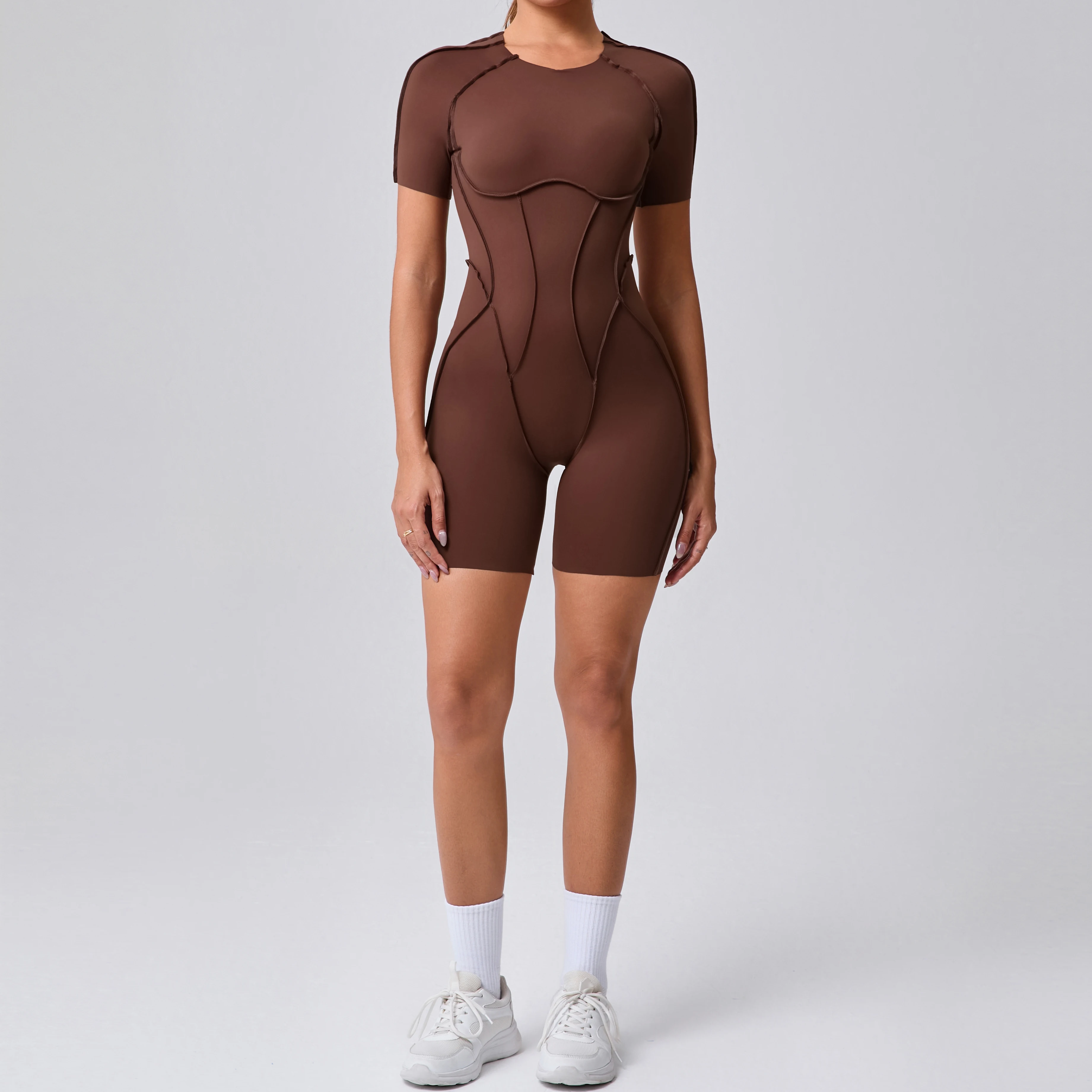 Combinaison courte vêtements de sport pour femmes vêtements de sport salopette de Fitness dos nu Scrunch butin Yoga costume ensemble de sport tenue