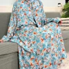 abayas musulmanes en coton pour femmes, vêtement de prière traditionnel à fleurs pour ramadan, caftan africain, marocain, robe connectée, foulard