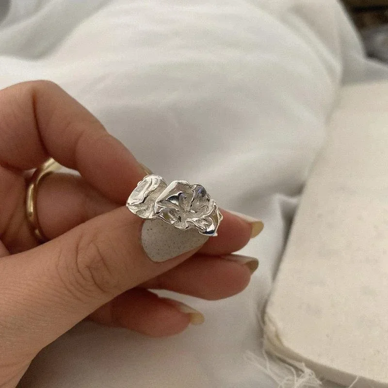 Bague couleur argent pour femmes, mode créative irrégulière en métal géométrique ouvert, tempérament de fête, bijoux Vintage, cadeau pour filles