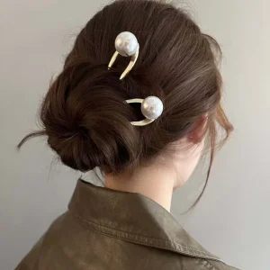 Épingles à cheveux en perles coréennes en forme de U, épingles à cheveux en métal pour femmes et filles, bâtons pour chignon, accessoires de coiffure, cadeaux, nouvelle collection
