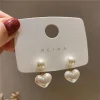 Boucles d&rsquo;Oreilles Rondes en Perles pour Femme, Bijoux Élégants en Forme de Cœur, pour ixde Mariage, Cadeaux de la Saint-Valentin