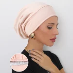 Femmes doux Satin doublure musulman Turban chapeau casquette de sommeil Cancer chimio chapeau Bonnet bandeau perte de cheveux Bonnet arabe inde casquettes